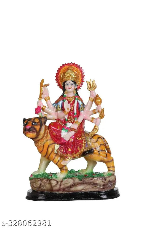 Resin Maa Durga MATA Rani Sherawali idol sculpture, God of wisdom, success, and prosperity decor for home or gift