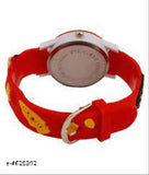 Red and yellow kids watch with a round face and multiple buttons