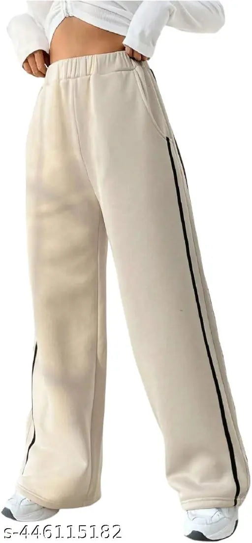 Loose bell bottom track pants in tan for women