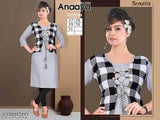 Cotton three-quarter sleeve kurtis for kids aged 6-16, solid pattern, made in India