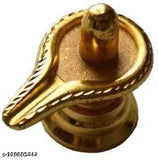 Brass Shivling figurine, intricately detailed Indian Shivling showpiece on display