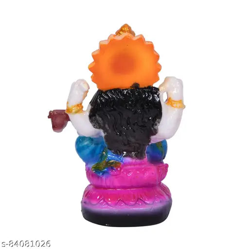 Multicolored marble stone Maa Saraswati study decorative spiritual handicraft figurine 11 cm statuesque showpiece idol