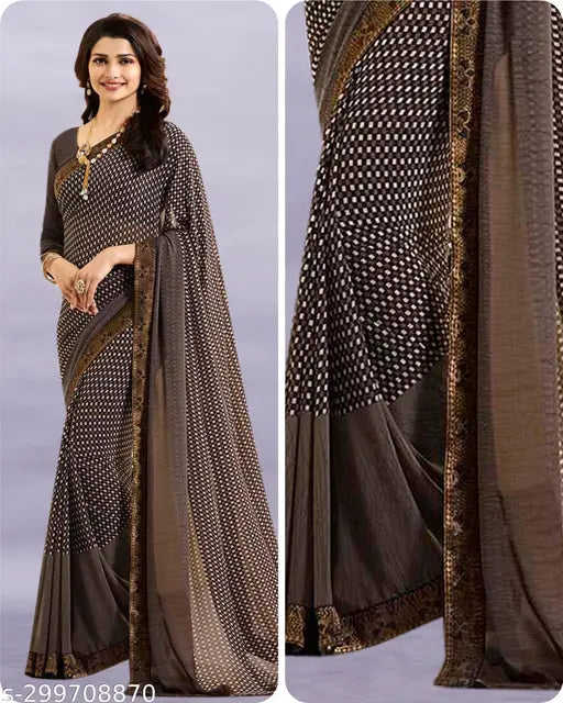 Georgette and cotton saree, bridal wear, Banarasi style festival design, V-neck blouse with dupatta, Sabyasachi Satya Paul Mimosa Meena Bazar Kalanjali Bharatsthali Manish Malhotra Libas Fab Indi Nalli designer, solid color black and white yellow vhd
