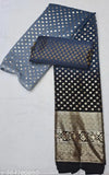 Blue foil embellished saree with gold accents