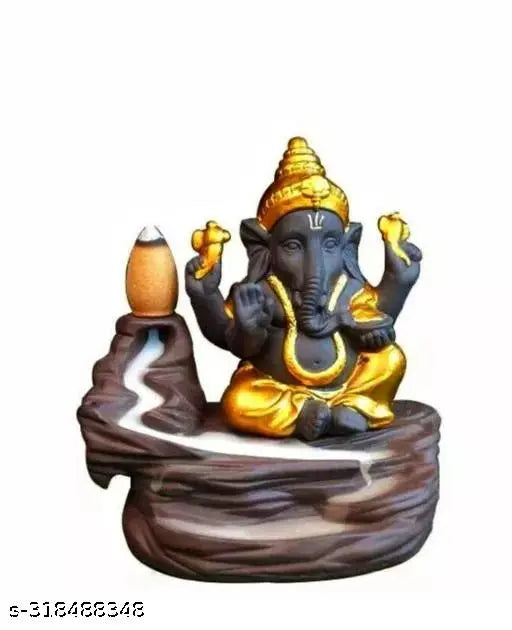 Shiv Ganesha Comboshivji poly resin statues with 20 backflow incense cones. Aadiyogi smoke fountain waterfall cone incense holder showpiece statue, handcrafted in India