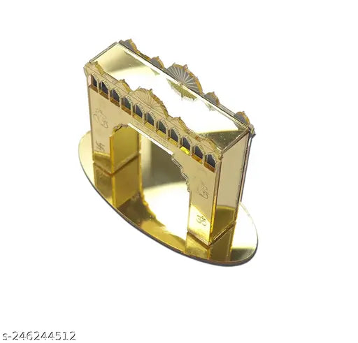 Golden Shining Khatu Shyam ji Toran Dwaar, Indian religious idol for mini temple & car dashboard