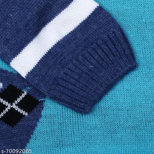 Wool knit infant sweater with Dinosaur Santa fun frolic design, suitable for kids from 0-6 months to 6-7 years