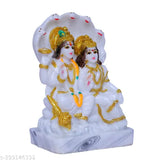 Marble finish Laxmi Vishnu statue, intricately detailed god idol, 6cmx9cmx14cm, made in India