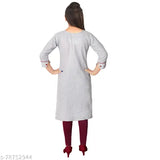 Girls grey cotton blend embroidered kurti & kurtas pack of 1, size 4-16 years, Indian craftsmanship