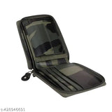 Stylish vegan army-print round zip wallet (faux leather), practical accessory for both men and women