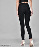 Women's black denim trending jeans, high-quality silky slim fit with four buttons and clean look, ankle length, fully stretchable, size 26/30/32/34 (waist 31/33/35/37) from Savita Fashion Wear, India