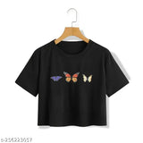 Trendy printed cotton crop top & tunic, women's latest design with short sleeves, skin-friendly Biowash fabric for parties and casual wear