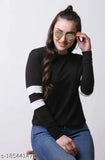 Cotton blend solid round neck full sleeve T-shirt for women, size S with 34 inch bust - Indian apparel