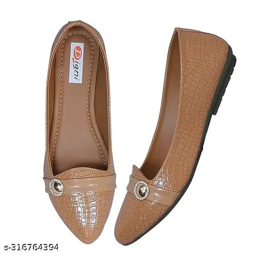 Synthetic beige ballerinas for women - slip-on flats with aR.38 size, Indian origin