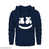 Smiley Two Printed Stylish Unisex Hooded Sweatshirt (Blue)