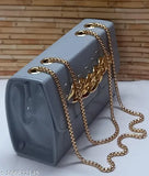 Fashionable ladies sling bag in good patterns, with gold chain straps and adjustable length