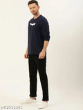 Navy blue London Crew graphic tee with Batman and Superman print on 100% cotton, long sleeves
