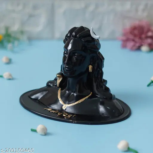 Meditating Buddha statue, multi-colored plastic figurine from Sharma international for home decor, India origin