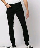 Black denim men's jeans, regular fit, solid pattern, high-quality cotton blend, comfortable and stylish, perfect for any occasion