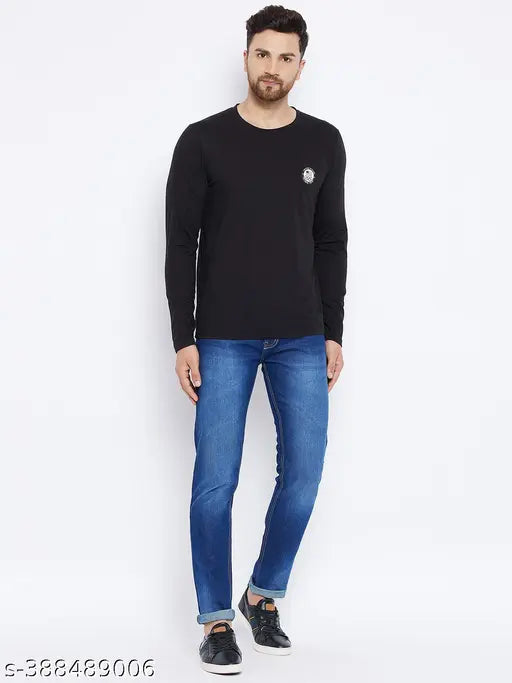 Soft cotton blend men's round neck t-shirt, long sleeves, printed net, unmatched comfort & durability. Perfect for casual looks with denim jeans and sneakers. Made in India