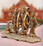 Metal Hindu religious idols: Lord Ram Darbar, Ram Sita Laxman Hanuman Murti, Diwali decoration items (18cm x 13cm x 8cm)