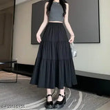 Black ruffled skirt, women's fashionable clothing