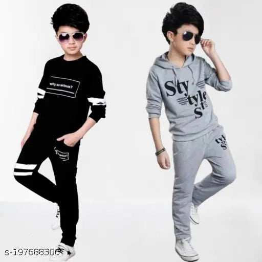 Kids stylish Hoodie And Sweatshirt And Lower Clothing Set Pack of 2 Sweatshirts & Hoodies