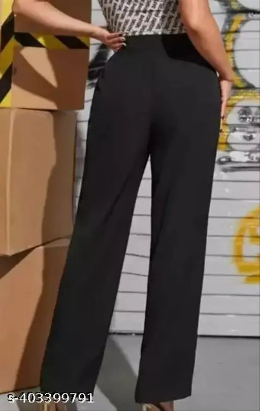 Black formal pants with wide-leg design