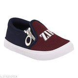 Red and navy blue slip-on sneaker with zip closure and ZIIN label
