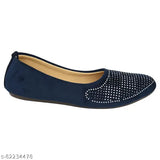 Synthetic blue ballerina flats with embossed suede, slip-on style for women's belly - India size 128