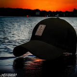 Classy men's black cotton baseball cap - free size, unisex design, adjustable metal, trendy accessory from India