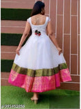Taffeta silk jeqad gown, short sleeves with zari woven pattern, India-made evening wear
