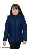 Navy blue puffer jacket with a hood