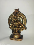 Copper-colored poly resin Ayyappa idol, 11cm decorative showpiece for Indian home decor
