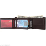 Genuine leather trendy mens wallet, textured pattern, 2 compartments, RFID secure, free size (9cm x 11cm)