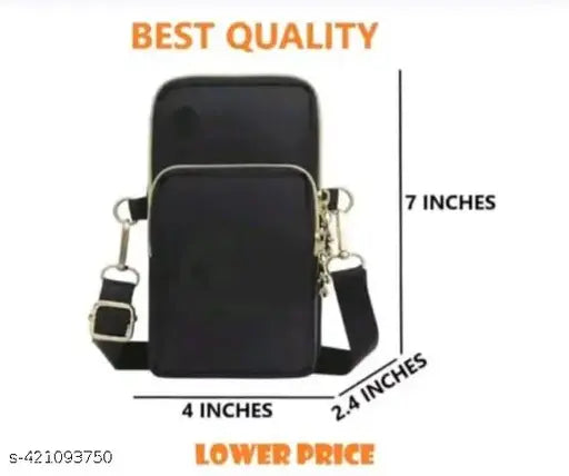 Women's black sling bag with adjustable straps
