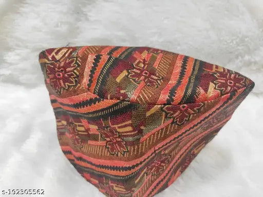Traditional cotton Nepali Dhaka topi cap, larger size, Gorkha style from India