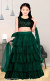 Velvet ruffle lehenga cholis for girls, net dupatta, semi-stitched, party wear, Indian festive fashion