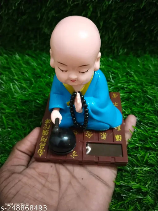 Indian solar-powered car decor figurine: Little Buddha Monk shaking head