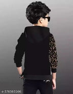 Cotton blend kids hoodie with full sleeves and lion print, available in various sizes for both boys and girls