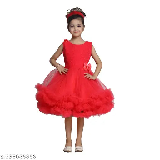 Red satin tulle tutu dress girl's formal attire