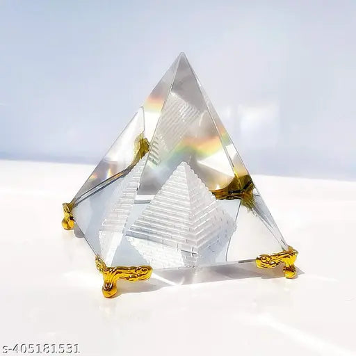 Clear glass Vastu pyramid for positive energy, success, good luck & prosperity (India)