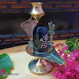 Black brass Shivling statue for Hindu Pooja, measures 7cm (L) x 10cm (H) x 5cm (B), ideal for daily worship and maintaining harmony