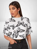 Gorgeous butterfly printed crop top in polycotton, long sleeves, perfect for fall and winter wear. Indian origin." (123 characters)