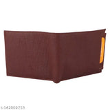 Brown faux leather men's wallet, textured design, 2 compartments, free size (6cm x 5cm), perfect for daily use