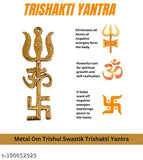 Metal door hangings: Trishul Swastik Shiv Trishakti Yantra set (2), Indian Vastu decor for home (1.5cm x 0.5cm x 1cm, pure metal)
