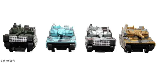 Multicolor die-cast metal military tank set for kids, 4 army tanks with push-back action, no batteries required, lightweight and durable, safe for ages 3-4 years, ideal for birthdays, holidays, or playtime