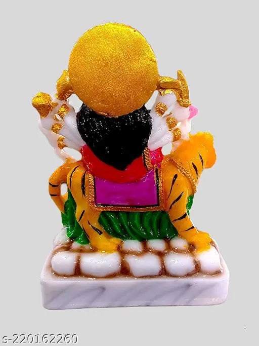 Colorful marble Goddess Durga idol, 4 inch height, ideal home or office temple decor, suitable for puja and Navratri celebrations, gifting purpose