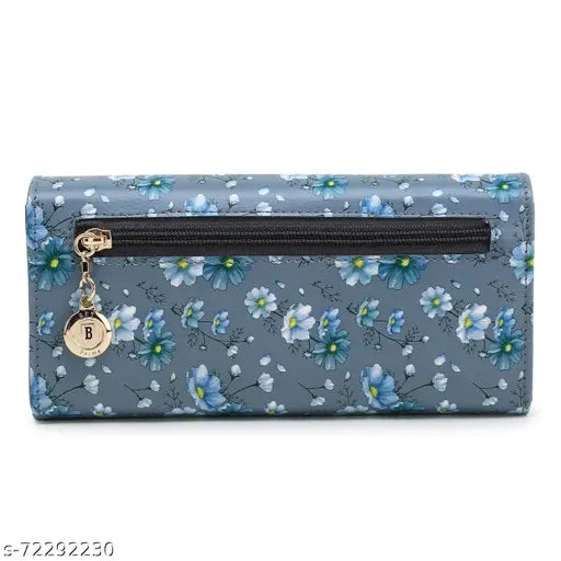Floral print clutch, black zip closure