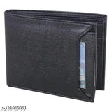 Black PU two-fold wallet for men & boys by TAQWA, featuring 5 compartments and a coin pocket. Ideal for daily use in casual or formal trousers. Perfect gift for friends, boyfriends, husbands, or sons